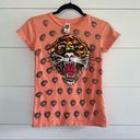 Ed Hardy  Women’s Extra Small Y2K Tiger Baby Tee 2000s Vintage Photo 0