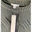 Abound  Cable Knit Open Knit Crew Neck Sweater in Green Shore M Photo 6