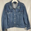 Denim & Co . QVC Blue Jean Denim Jacket Floral Embroidery Long Sleeve  Sz 1X EUC Photo 8