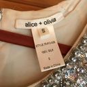 Alice + Olivia AMAZING CREAM WHITE BEADED  SILK DRESS Photo 3