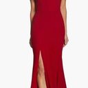 Dress the Population Sandra Plunge Crepe Gown in Garnet Red Size Medium Photo 0