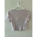 Aeropostale  Top Women's Medium Lavender Cropped V-neck Ribbed Short Sleeve Photo 3