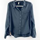 Pilcro  Anthropologie Gauzy Cotton Long Sleeve Button Up Top Black Medium Photo 3