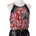 Loft Midi Dress Halter Neck Blouson Tie Waist Chiffon Black Red Women’s Large Photo 4