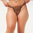 Good American  Foil Ruched Bikini Swim Bottoms in Mocha Foil Size 3 Large NWT Photo 0