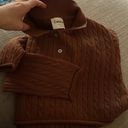 Daisy Revolve Callahan knitwear BROWN CABLE KNIT LONG SLEEVE  POLO XS Photo 4