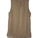 Theory  Taupe and Sparkle Silk Sheer Fringe Tank Top With Detailed Collar Photo 3