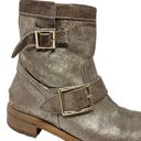 Jimmy Choo  Metallic Suede Youth Biker Boots Buckles Gold Sparkle Shoes Size 36 Photo 5