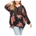 Style & Co  Womens Black Floral Long Sleeve Crochet Paisley Blouse Top Plus Size Photo 0