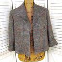 Doncaster  Neon Rainbow Silk Tweed Open Front Crop Blazer Jacket Black Multi 6 Photo 0