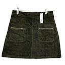 Francesca's  Mi Ami Tamm Zip Corduroy Mini Skirt Green Small New Academia Fall Photo 0