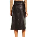 Spanx Leather-Like Midi Skirt Noir A-Line Shiny High-Waist Pencil Mid-Length S Photo 1