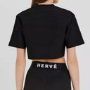 NWT HERVÉ by Hervé Léger Short Sleeve Boxy Cropped Bandage Tee Black Women's XXS Photo 1