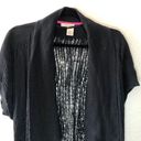 DKNY  Jeans Cardigan Open Weave Black Knit Cover Up Sz 18/20W GUC Short Sleeves Photo 2