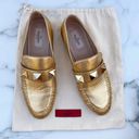 Valentino Garavani Valentino Rockstud women’s metallic gold leather loafers flats size 38.5 US 8.5 Photo 12