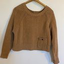 Fossil  Women’s Tan Long Sleeve 100% Cotton Chunky Crewneck Cropped Sweater Small Photo 0