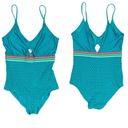 American Eagle Aerie Turquoise Blue Cut Out One Piece Swimsuit XS Pastel Rainbow Cute Photo 1