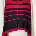 Chico's Chico’s Red Black Striped Button Down Poncho Ruana Size Small Photo 0