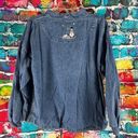 Christopher & Banks  Denim Pullover Jacket Embroidered Snowman Winter Holiday M Photo 5