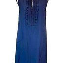 Theory Size 8 Navy Blue Sleeveless Shift Ruffle Bib Wool Dress Lightweight Fall Photo 0