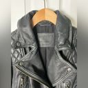 All Saints Black Long Sleeve Quilted Cargo Distressed Leather Biker Jacket 2 Photo 6