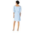 Ann Taylor  Blue + White Puff Sleeve Wrap Tie Detail Mini Dress Size Medium Photo 2