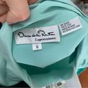 Oscar de la Renta  100% Silk Teal Blue Green Button Down Top size 6 short sleeve Photo 2