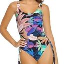 PilyQ NWT  BLACK FLORAL Aralia Lace Up Lola One Pice Swimsuit Photo 1