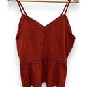 Sim & Sam  Cropped Eyelet Lace Spaghetti Strap Top Rust Red XL Ruffle Smocked Photo 0