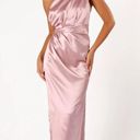 Petal and Pup  Nadia One Shoulder Dusty Rose Pink Satin Maxi Dress 12 Photo 4