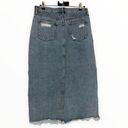 Juicy Couture  Black Label Distressed Medium Wash Denim Midi Skirt size 27 Photo 7