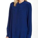 Vince  Women’s 100% Silk Blue Long Sleeve Blouse/Tunic W/ Front Pockets Size: 10 Photo 0