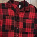 BP  Nordstrom Brass Plum Flannel Shirt S Womens Red Back Buffalo Plaid Boyfriend Photo 3