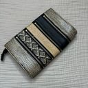 Sondra Roberts  Squared Clutch purse woven and leather crossbody purse Zipper Photo 9