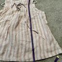 Rachel Zoe  top 100% Linen Striped Tank Top Size Large Red And White Striped Photo 4