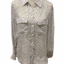 Equipment  Femme Sheer 100% Silk Shirt Button Up Tan zebra Print Medium FLAWED Photo 0