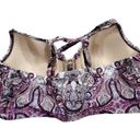 Cacique Swim By  Paisley Underwire Longline Bikini Top Size 44D Purple Blue Tan Photo 1