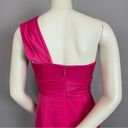 BCBGMAXAZRIA  Dress One Shoulder Cocktail Pink Begonia Front Bow Sz 6 Mini Palais Photo 5