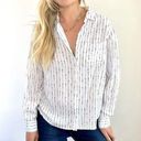 Velvet Heart  White Black Boho Striped Dots Button Down Shirt Size Medium Photo 0