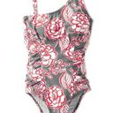 Garnet Hill  Signature One-Shoulder Swimsuit Floral One Piece Stretch Fitted 14 Photo 0