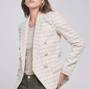 L'Agence L’AGENCE Kenzie Double Breasted Blazer Shoulder Pads Ecru-Gold Check 16 NWT Photo 3