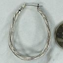 Twisted Silver Tone  Hoop Earrings Pierced Pair Photo 4