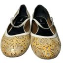 Fendi  Women’s 38.5 7.5 Yellowed White Laser Cut Patent Leather Mary Jane Flats Photo 3