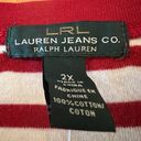 Pacific&Co LAUREN JEANS  Lauren Ralph Lauren Top White Red Stripe Long Sleeve Shirt 2X Photo 1