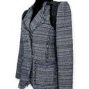 Rebecca Taylor  | Size 4 | Blue Tweed Fringe Edge Moto-Style Zip Up Blazer Jacket Photo 4