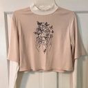 SheIn  2 in 1 Short/Long Sleeve Butterfly Graphic Ribbed Mock-Neck Cropped Tee Photo 0