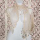 Unbranded NWT Vintage 90s cream fringe scarf shawl
 Photo 0