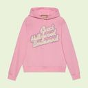 Gucci  Pink Cotton Jersey Hoodie with Crystal Hollywood Boulevard Patch Photo 0