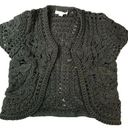 Coldwater Creek Boho Crochet Festival Vest Size 4 Cropped Hippie Black Chunky Knit Hipster 34" Photo 0