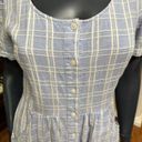 Draper James  Linen Blend Button Front Dress in Blue Stripe Size 6 Midi Dress Photo 10